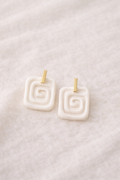 Pendientes Arcilla Espiral Blanca