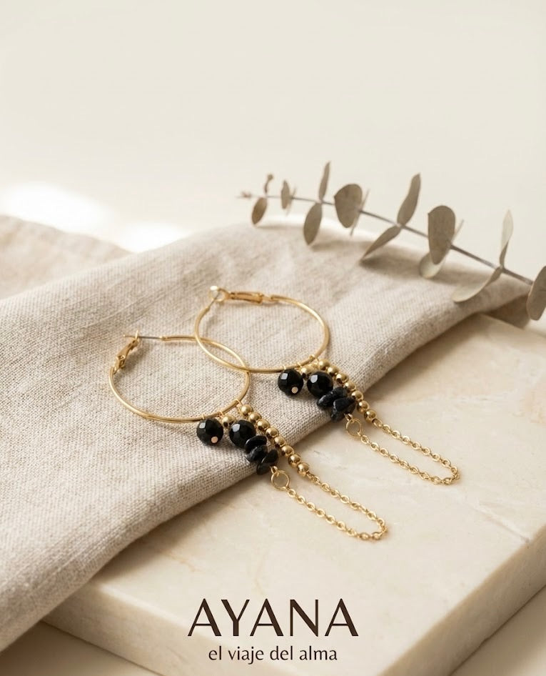 Pendientes Aro y piedras naturales